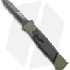 AKC 777 Green Blackfinger Dagger OTF Auto Brushed Aluminum (3.375" Black)