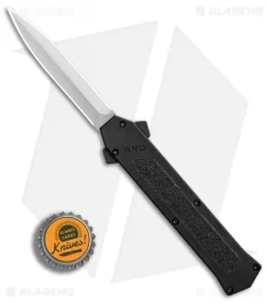 AKC F-16 D/A OTF Automatic Knife Black Aluminum (3.3" Satin) -Knives And Tools AKC F 16 Black DA Dagger Satin Plain GX 30994 er bottlecap