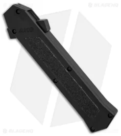 AKC F-16 D/A OTF Automatic Knife Black Aluminum (3.3" Satin) -Knives And Tools AKC F 16 Black DA Dagger Satin Plain GX 30994 er spine