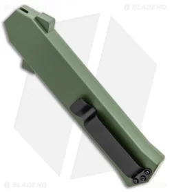 AKC F-16 D/A Dagger OTF Automatic Knife OD Green (3.3" Satin) -Knives And Tools AKC F 16 DA Dagger OTF Auto OD Green Satin BHQ 95347 jr side