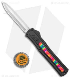 AKC F-20 D/A Dagger OTF Automatic Knife /w Tie Dye Inlay (3.5" Satin) -Knives And Tools AKC F 20 DA SP OTF Auto Black Tie Dye Inlay Satin BHQ 152893 jr bottlecap