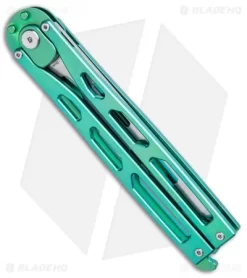 Artisan Cutlery Kinetic-Tool Automatic Butterfly Tool Green Ti (4" Satin) -Knives And Tools Artisan Cutlery Kinetic Tool Auto Butterfly Tool Gray Green Ti Satin 1823G GN BHQ 95171 jr side