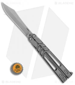 BRS Alpha Beast 3.0 Balisong Butterfly Knife Titanium (4.5" Bead Blast) -Knives And Tools BRS Alpha Beast Bali TI SW BHQ 12414 er bottlecap 2