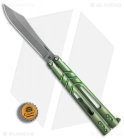 BRS Alpha Beast Infinity Balisong Butterfly Knife Green Ti (4.5" Stonewash) -Knives And Tools BRS Alpha Beast Infinity Bali Ti SW BHQ 82961 er bottlecap