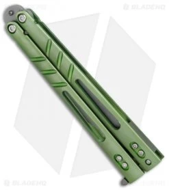 BRS Alpha Beast Infinity Balisong Butterfly Knife Green Ti (4.5" Stonewash) -Knives And Tools BRS Alpha Beast Infinity Bali Ti SW BHQ 82961 er spine 2