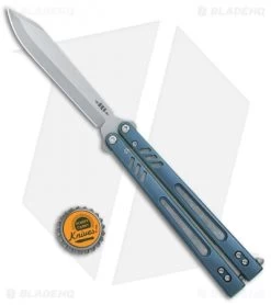 BRS Hybrid Replicant Alt Balisong Butterfly Knife Blue Titanium (4.6" SW) -Knives And Tools BRS Hybrid Replicant Balisong Butterfly Blue Ti SW SP BHQ 117128 jr bottlecap