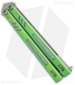 BRS Hybrid Replicant Standard Balisong Butterfly Knife Green Titanium (4.6" SW) -Knives And Tools BRS Hybrid Replicant Blaisong Butterfly Green Ti Standard SW BHQ 135468 jr side