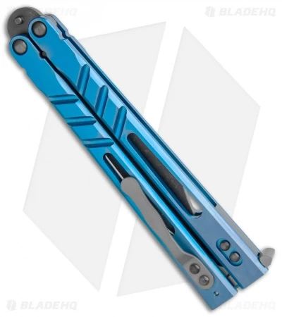 BRS Premium Alpha Beast Balisong Butterfly Knife Blue Ti (4.5" Acid) 3 BRS Premium Alpha Beast Balisong Butterfly Knife Blue Ti (4.5" Acid) - Image 3