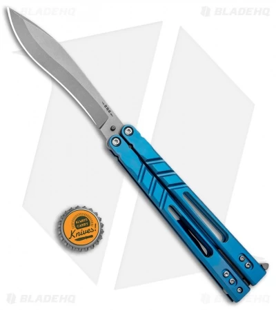 BRS Premium Alpha Beast Kukri Balisong Butterfly Knife Blue Ti (4.5" SW) 5 BRS Premium Alpha Beast Kukri Balisong Butterfly Knife Blue Ti (4.5" SW) - Image 5