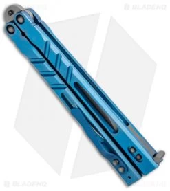 BRS Premium Alpha Beast Kukri Balisong Butterfly Knife Blue Ti (4.5" SW) 7 BRS Premium Alpha Beast Kukri Balisong Butterfly Knife Blue Ti (4.5" SW) -Knives And Tools BRS Premium Alpha Beast Kukri Balisong Blue Ti Clip SW BHQ 96789 jr side