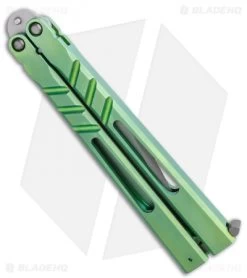 BRS Premium Channel Alpha Beast Balisong Butterfly Knife Green Ti (4.5") CHAB 6 BRS Premium Channel Alpha Beast Balisong Butterfly Knife Green Ti (4.5") CHAB -Knives And Tools BRS Premium Channel Alpha Beast Balisong Butterfly Knife Green Ti 4.5 CHAB BHQ 117019 LS Side