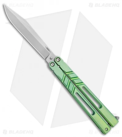 BRS Premium Channel Alpha Beast Balisong Butterfly Knife Green Ti (4.5") CHAB 1 BRS Premium Channel Alpha Beast Balisong Butterfly Knife Green Ti (4.5") CHAB