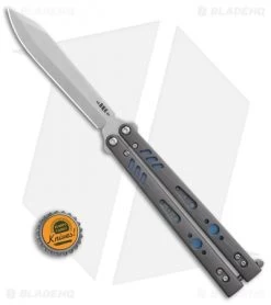 BRS Premium Replicant ALT Bali Butterfly Knife Gray G-10/Blue Ti (4.5" SW) -Knives And Tools BRS Premium Replicant ALT Bali Gray G10 Blue Ti SW BHQ 85676 er bottlecap