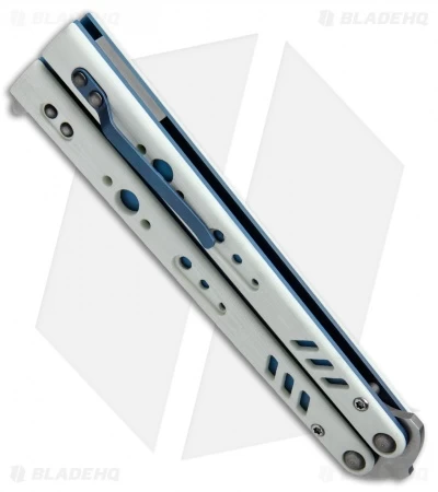 BRS Premium Replicant ALT Bali Butterfly Knife White G-10/Blue Ti (4.5" SW) 3 BRS Premium Replicant ALT Bali Butterfly Knife White G-10/Blue Ti (4.5" SW) - Image 3