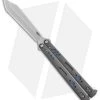 BRS Premium Replicant Balisong Butterfly Knife Gray G-10/Blue Ti (4.5" SW)