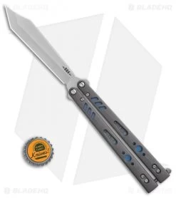 BRS Premium Replicant Balisong Butterfly Knife Gray G-10/Blue Ti (4.5" SW) -Knives And Tools BRS Premium Replicant Bali Gray G10 Blue Ti SW BHQ 85675 er bottlecap