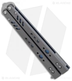 BRS Premium Replicant Balisong Butterfly Knife Gray G-10/Blue Ti (4.5" SW) -Knives And Tools BRS Premium Replicant Bali Gray G10 Blue Ti SW BHQ 85675 er spine