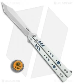 BRS Premium Replicant Balisong Butterfly Knife White G-10/Blue Ti (4.5" SW) -Knives And Tools BRS Premium Replicant balisong butterfly knife white G10 blue ti sw BHQ 29752 er bottlecap