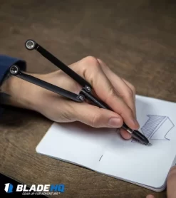 BaliYo By Spyderco Butterfly Pen Fisher Space Pen (Green/Brown) USA Made -Knives And Tools BaliYo by Spyderco Pen Butterfly Flipper Black BHQ 4501 kp in hand lifestyle web