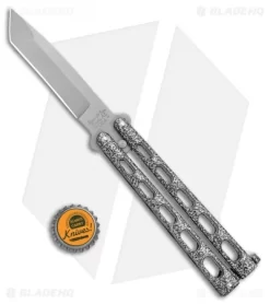 Bear Butterfly Knife Tanto Large W/ Silver Vein (4" Bead Blast) 114A -Knives And Tools Bear Butterfly Tanto Large Silver Vein BB BHQ 0663 jr bottlecap
