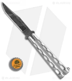 Bear & Son Clip Point Butterfly Knife Stainless Steel (4.1" Damascus) SS14D -Knives And Tools Bear Son Clip Point Butterfly SS Damascus BHQ 88016 er bottlecap