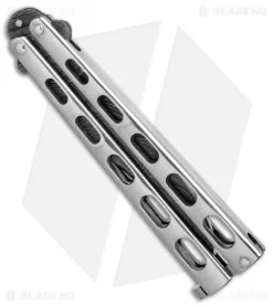 Bear & Son Clip Point Butterfly Knife Stainless Steel (4.1" Damascus) SS14D -Knives And Tools Bear Son Clip Point Butterfly SS Damascus BHQ 88016 er spine