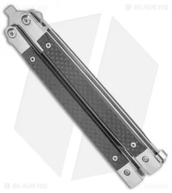 Bear & Son 30th Anniversary Butterfly Knife Carbon Fiber (5" Satin) CF17-S35 -Knives And Tools Bear and Son 30th Anniversary Butterfly CF 17 CF Satin BHQ 121781 jr side