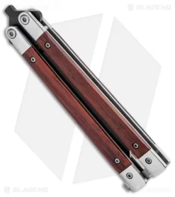 Bear Butterfly Knife W/ Cocobolo Wood Handles (4" Black) CB17 -Knives And Tools Bear and Son Butterfly Cocobolo Wood Handles Black CB17 BHQ 0888 jr side