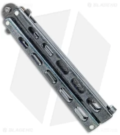 Bear & Son Large Butterfly Tanto Knife Galaxy (4" Damascus) 115TANGXD -Knives And Tools Bear and Son Butterfly Knife Black Sparkles Damascus Tanto BHQ 141056 jr side