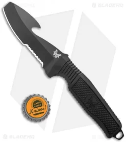 Benchmade H2O Fixed Blade Dive Knife Black Santoprene (3.5" Black Serr) -Knives And Tools Benchmade Black Fixed Blade Dive Knife 112SBK BLK Black Serr BHQ 123886 jr bottlecap 1