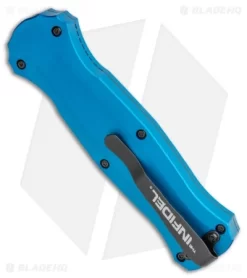 Benchmade Infidel OTF Automatic Knife Blue Aluminum (3.91" Black) 3300BK-2001 -Knives And Tools Benchmade Infidel Dagger OTF Auto Blue aluminum 3300BK 2001 BHQ 114880 jr side