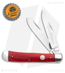 Boker Trapper Traditional Pocket Knife Smooth Red Bone (3.2" Satin) -Knives And Tools Boker Trapper Traditional Pocket Knife Smooth Red Bone Satin D2 BHQ 146648 td size