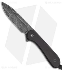 CIVIVI Elementum Fixed Blade Knife Flat Black Ebony (4" Damascus) C2105-DS1