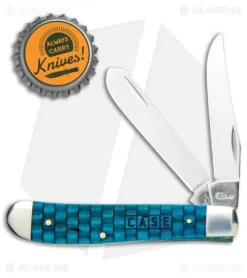 Case Knives Mini Trapper 3.5" Turquoise Basket Weave Bone (6207 SS) -Knives And Tools Case Knives Mini Trapper Turquoise Basket Weave Bone 15502 BHQ 101100 jr bottlecap