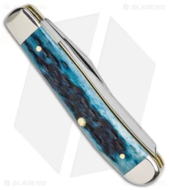 Case Mini Trapper Knife 3.5" Pocket Worn Blue Bone/Peach Seed Jig (6207 SS) 6 Case Mini Trapper Knife 3.5" Pocket Worn Blue Bone/Peach Seed Jig (6207 SS) -Knives And Tools Case Mini Trapper Pocket Worn Blue Bone Peach Seed Jig SS BHQ 140657 jr side