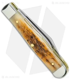 Case Small Swell Center Jack Knife 3" Amber Bone/Peach Seed Jig (6225 1/2 SS) -Knives And Tools Case Small Swell Center Jack Amber Bone Peach Seed Jig SS BHQ 140637 jr side
