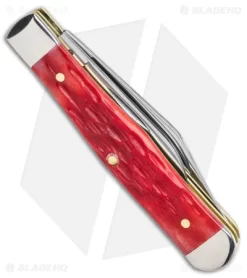 Case Small Swell Center Jack Knife 3" Dark Red Bone/Peach Jig (6225 1/2 CS) -Knives And Tools Case Small Swell Center Jack Dark Red Bone Peach Jig CS BHQ 140651 jr side