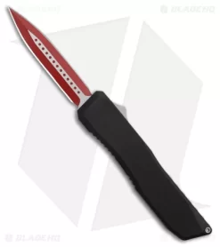 EOS Harpoon OTF Automatic Knife Dagger Black Aluminum (3.75" Two-Tone Red)