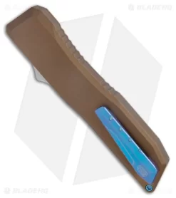 EOS Harpoon OTF Automatic Knife Tanto Bronze Alum/Blue (3.75" Two-Tone) -Knives And Tools EOS Harpoon OTF Auto Tanto Bronze Aluminum Blue Black BHQ 176939 jr side