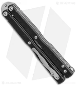 Emerson Commander Tactical Balisong Butterfly Knife Black G-10 (3.8" Stonewash) -Knives And Tools Emerson Commander Tactical Balisong Butterfly Black G 10 SW BHQ 80618 jr side