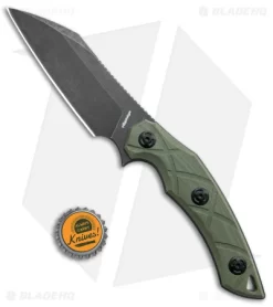 Fox Knives Defcon 5 Lycosa Sheepsfoot Fixed Blade Knife OD Green (4.25" Blk SW) -Knives And Tools Fox Knives Defcon 5 Lycosa Sheepsfoot Fixed Blade OD Green G 10 Smokewash BHQ 115452 jr bottlecap