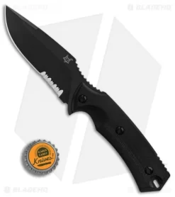 Fox Knives Felin Fixed Blade Knife Black G-10 (4.12" Black Serr) FX-517 S -Knives And Tools Fox Knives Felin Black G10 Black Serr BHQ 87354 er bottlecap