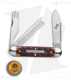 GEC Tidioute Cutlery Beer & Sausage 3.75" Pocket Knife Autumn Leaf Jigged Bone -Knives And Tools GEC Tidioute Cutlery Beer Sausage 3.75 Pocket Knife Autumn Leaf Jigged Bone BHQ 116789 LS Bottlecap