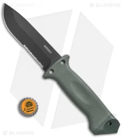 Gerber LMF II ASEK Combat Fixed Blade Combat OD Green (4.8" Black Serr) 1627 -Knives And Tools Gerber LMF II Infantity Combat Combat OD Green Black Serr GER22 01627G BHQ 72470 jr bottlecap