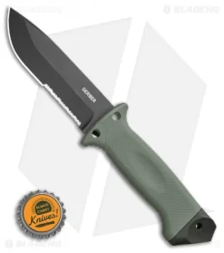 Gerber LMF II Infantry Green Fixed Blade Combat Knife (4.84" Black Serr) 1626 -Knives And Tools Gerber LMF II Infantry Green Fixed Blade Combat Knife 4.84in Black Serr1626 BHQ 7150 LS Bottlecap