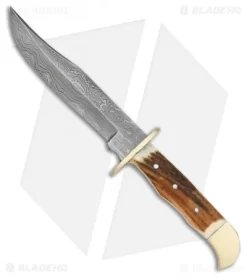 Tallen Stag Chaser Fixed Blade Knife Brown (5.875" Damascus) DM1000