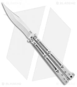 Hom Design Basilisk-R Titanium Balisong Butterfly Knife (4.6" Satin) Ti Spacers
