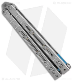 Heed Industries SeaKnight Balisong Butterfly Knife Stonewash Ti (4.6" SW) -Knives And Tools Heed Industries Sea Knight Premium SW Blue SW BHQ 156379 jr side