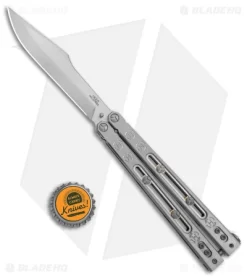 Heed Industries SeaKnight Balisong Butterfly Knife Satin Titanium (4.6" Satin) -Knives And Tools Heed Industries Sea Knight Premium Satin Satin BHQ 156376 jr bottlecap