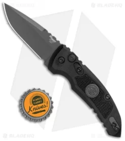 Hogue Knives A01 Microswitch Auto Knife Sig Medallion Drop Point (2.6" Black) -Knives And Tools Hogue A01 Microswitch Wharncliffe Black Sig Medallion Black 16112 BHQ 100451 jr bottlecap